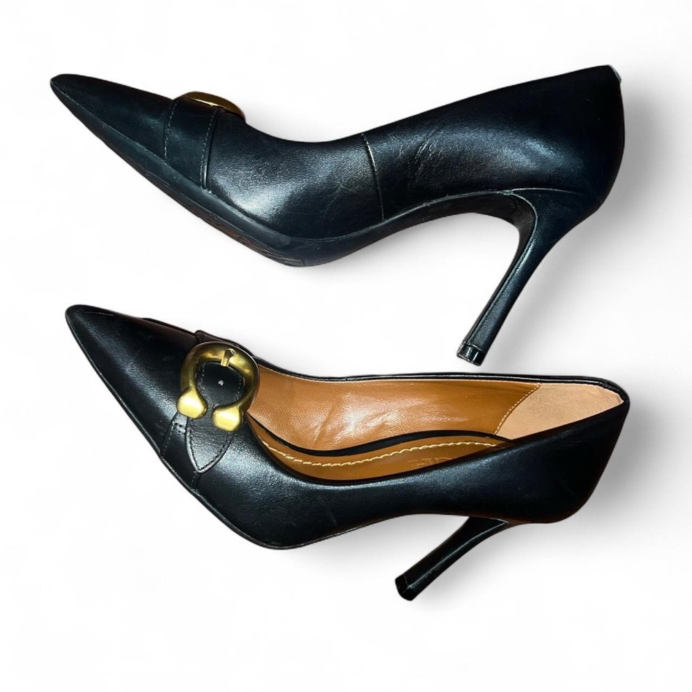 Coach Black Heels with Gold Accent